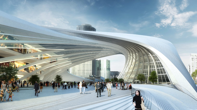 zaha hadid's flinders st. station features sweeping strata