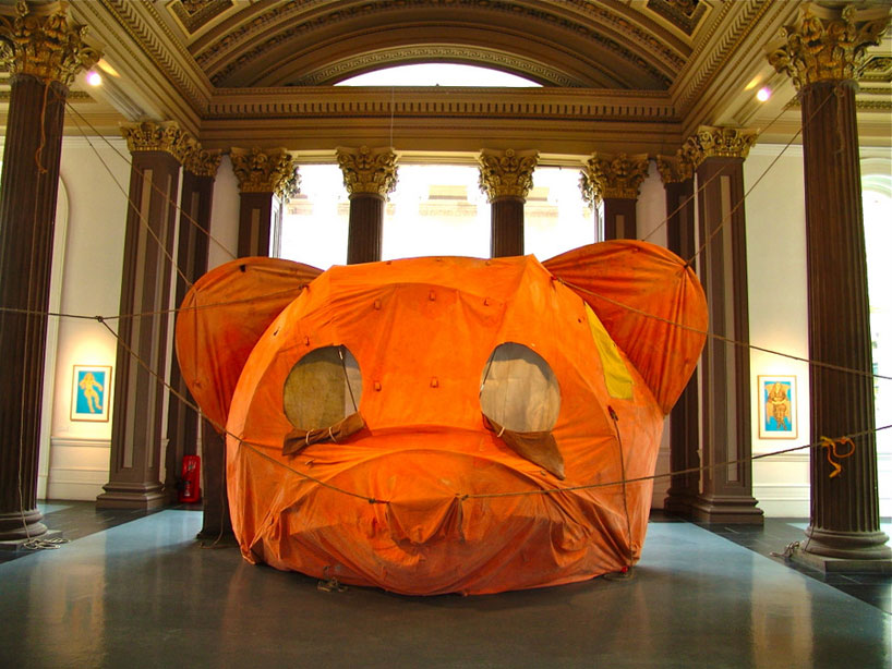 tented bear head sculpture by brian griffiths