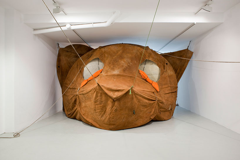 tented bear head sculpture by brian griffiths