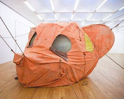 tented bear head sculpture by brian griffiths