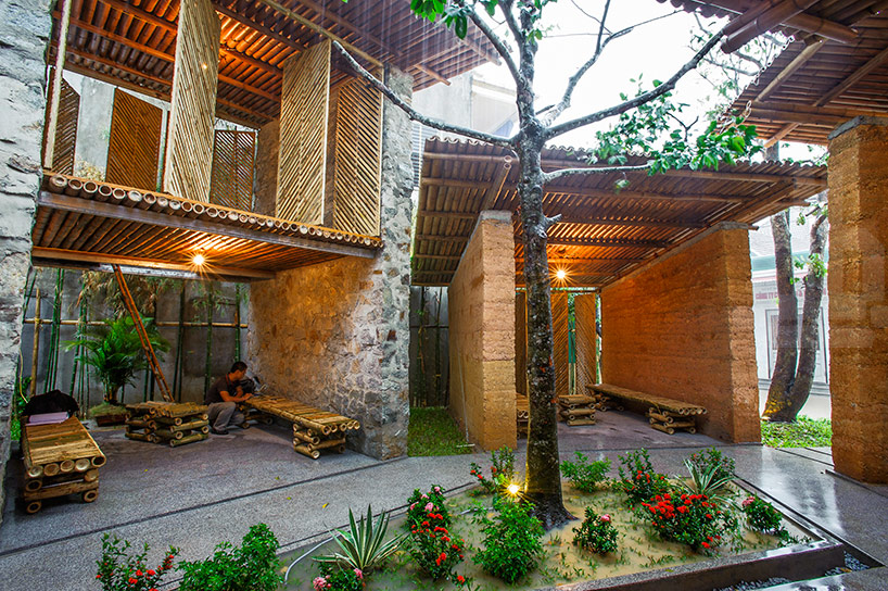 H&P architects: sustainable bamboo, earth and stone pavilion