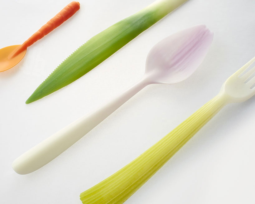biodegradable tableware influenced by fruits and vegetables 