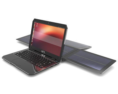 SOL solar powered laptop runs on ubuntu