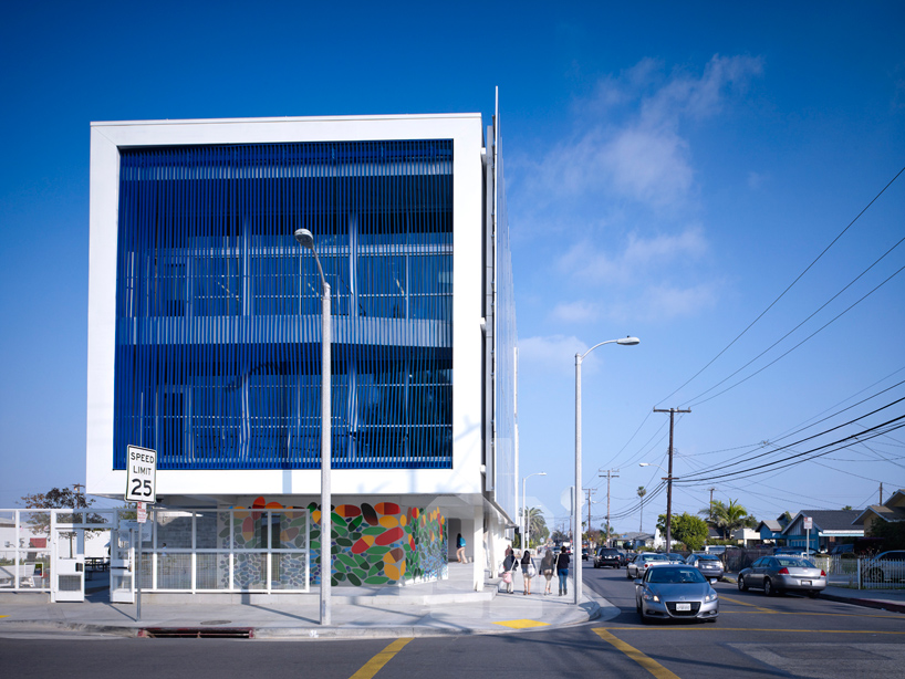 impressive solar panel facade on LA school by brooks + scarpa