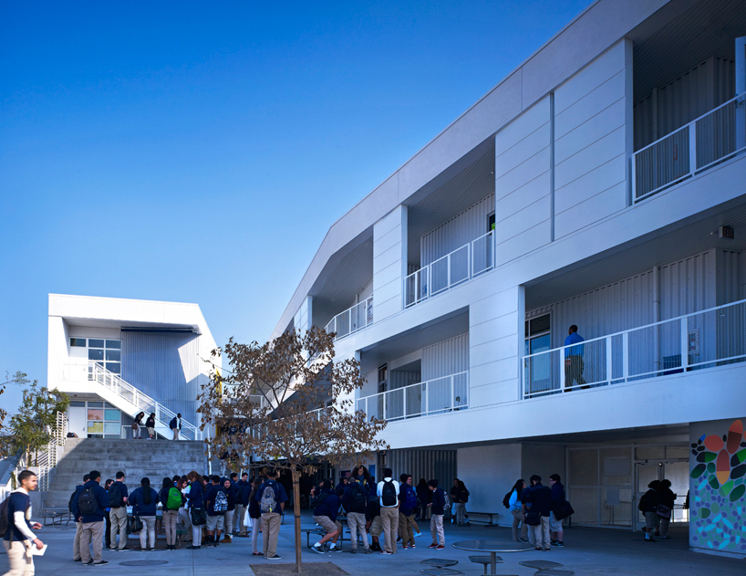 impressive solar panel facade on LA school by brooks + scarpa