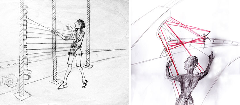 human harp uses suspension bridge cables to make music