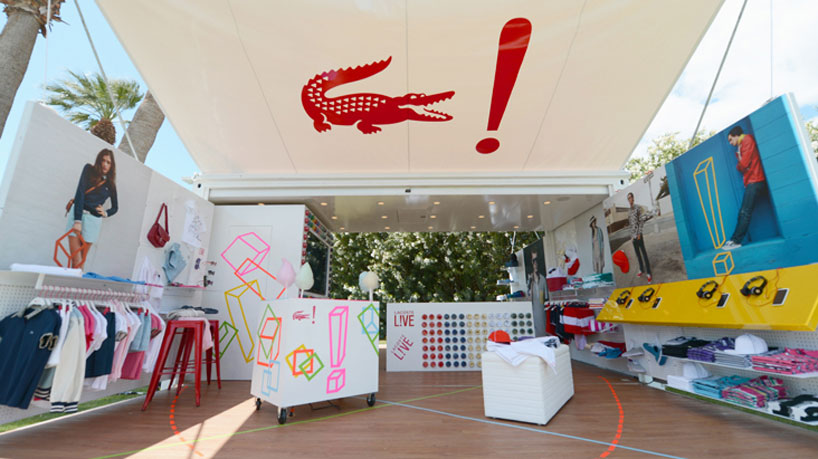 lacoste LIVE shipping container pop-up shop at coachella