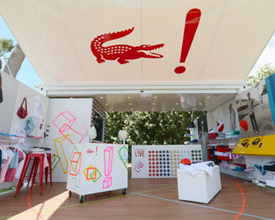 lacoste LIVE shipping container pop-up shop at coachella
