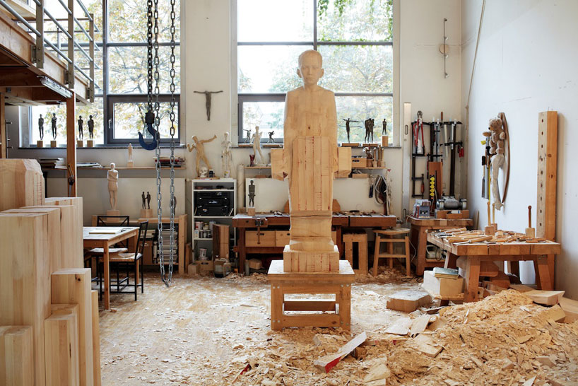 mario dilitz: lifesize wooden sculptures bear human emotion