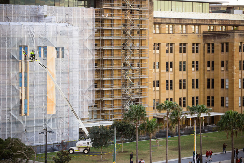 maintenance scaffold becomes art installation for MCA australia