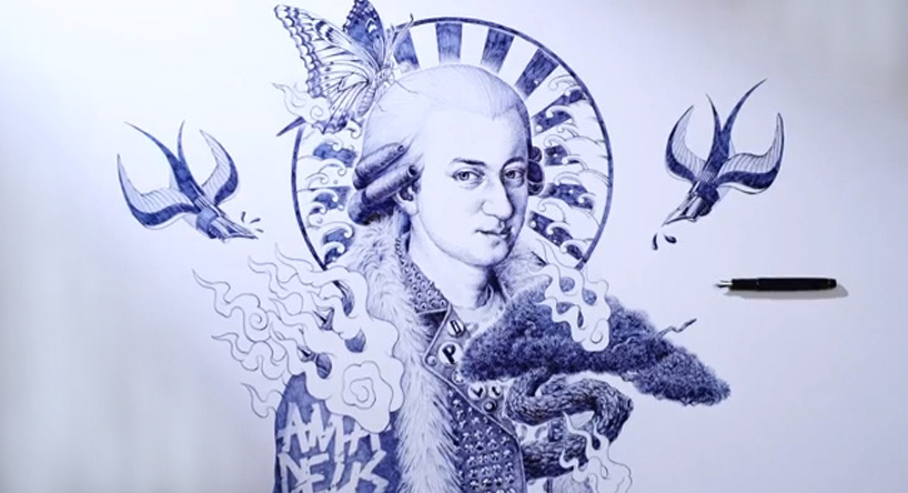 An Incredibly Detailed Blue Ballpoint Pen Drawing