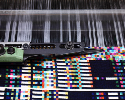 textiles made from computer binary data by phillip stearns