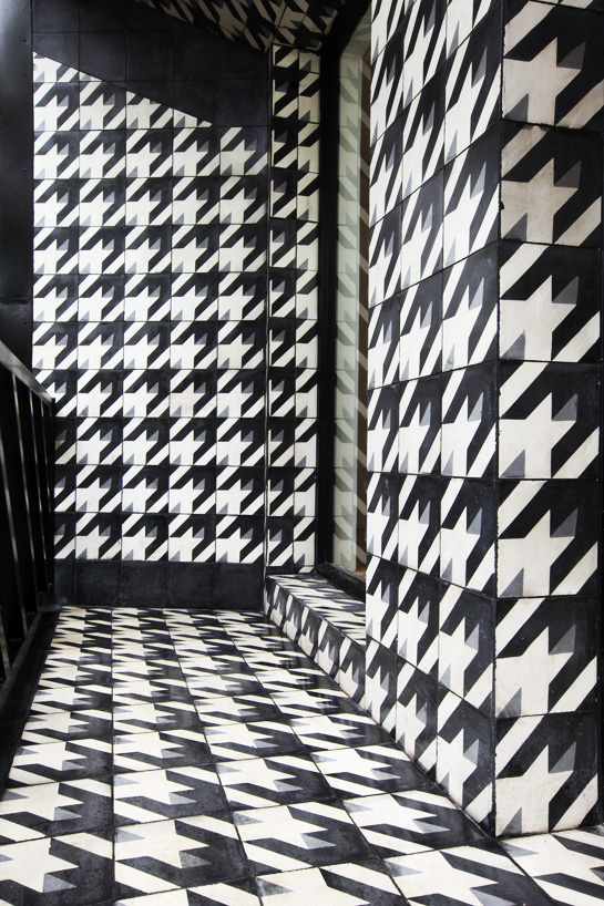ROW studio tiles cuvier 83 building with houndstooth facade
