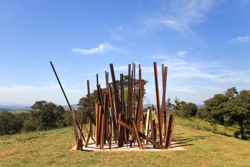 falling steel hits wet concrete in beam drop by chris burden