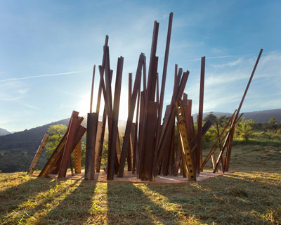 falling steel hits wet concrete in beam drop by chris burden