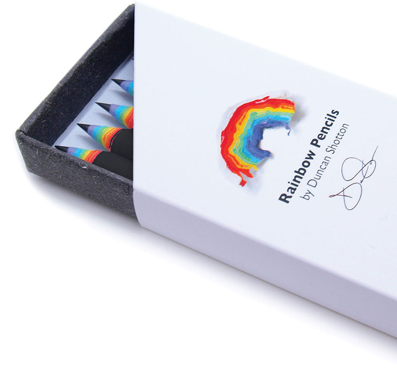 rainbow pencils by duncan shotton made from recycled paper