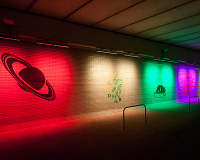 exponential view: colorful tunnel painting by geert mul