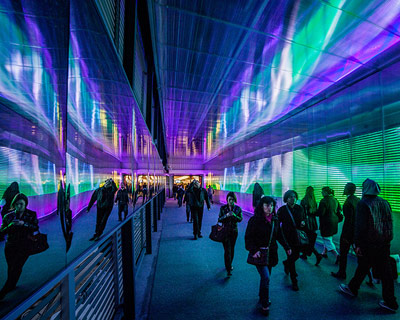 the pixels crossing: sensory tunnel by miguel chevalier