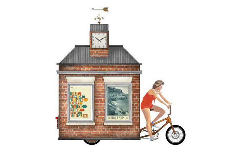 mobile town square by spacemakers bikes into north london
