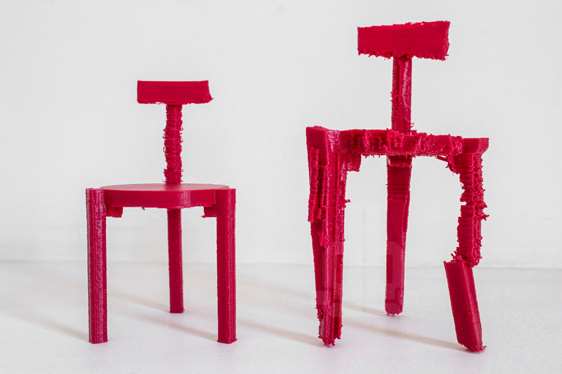 3D printed chairs made from noise by estudio guto requena + META-D