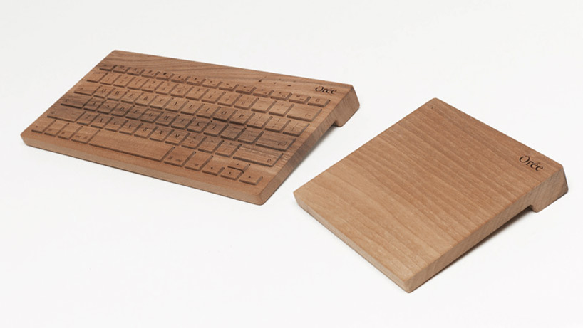 oree wooden trackpad + marble wireless charging pebble