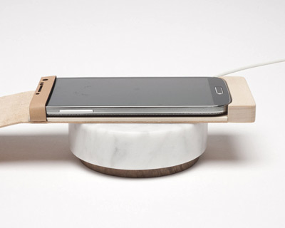 oree wooden trackpad + marble wireless charging pebble