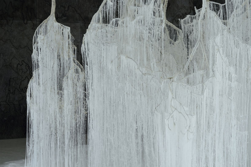 yasuaki onishi drips hot glue to create a crystallized forest