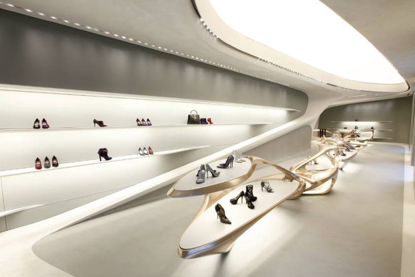 stuart weitzman milan flagship store by zaha hadid