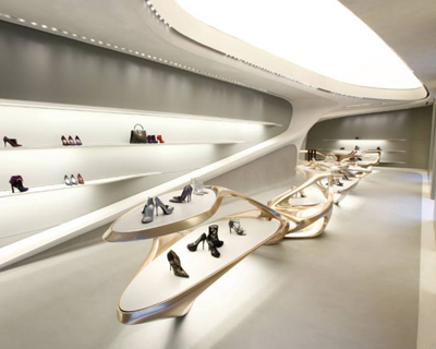 stuart weitzman milan flagship store by zaha hadid