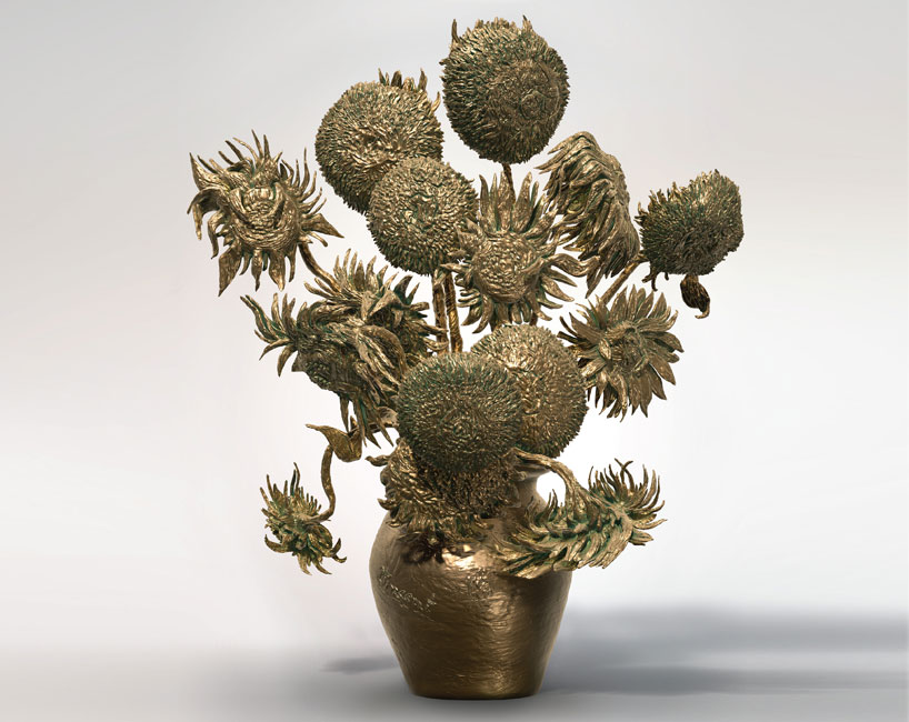 3D printed sculptural replica of vincent van gogh's sunflowers