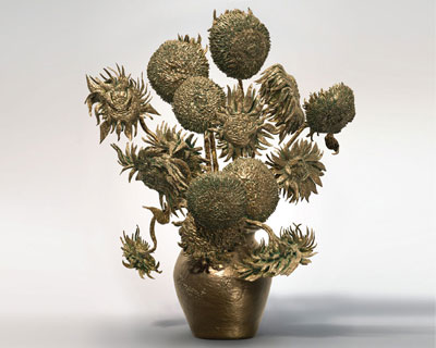3D printed sculptural replica of vincent van gogh's sunflowers