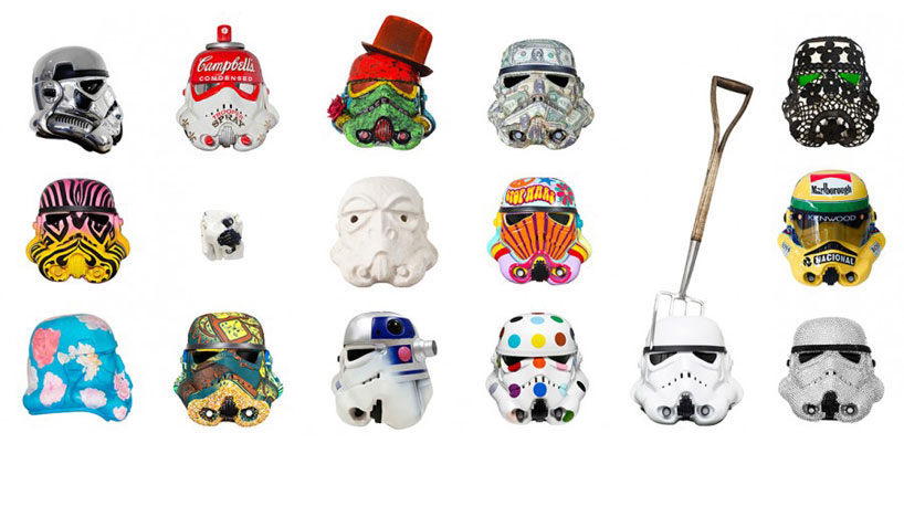 renowned artists reinterpret stormtrooper helmets for art wars 