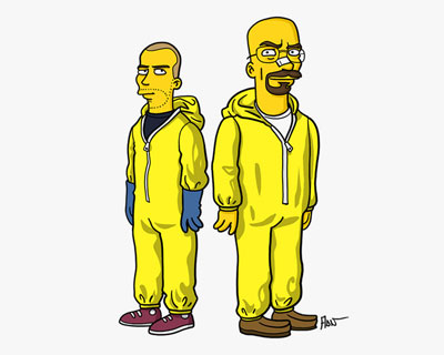 breaking bad characters illustrated like the simpsons