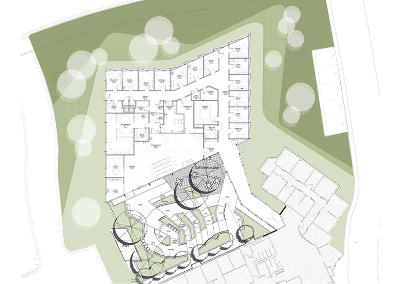 billard leece completes a soberingly stunning rehabilitation center