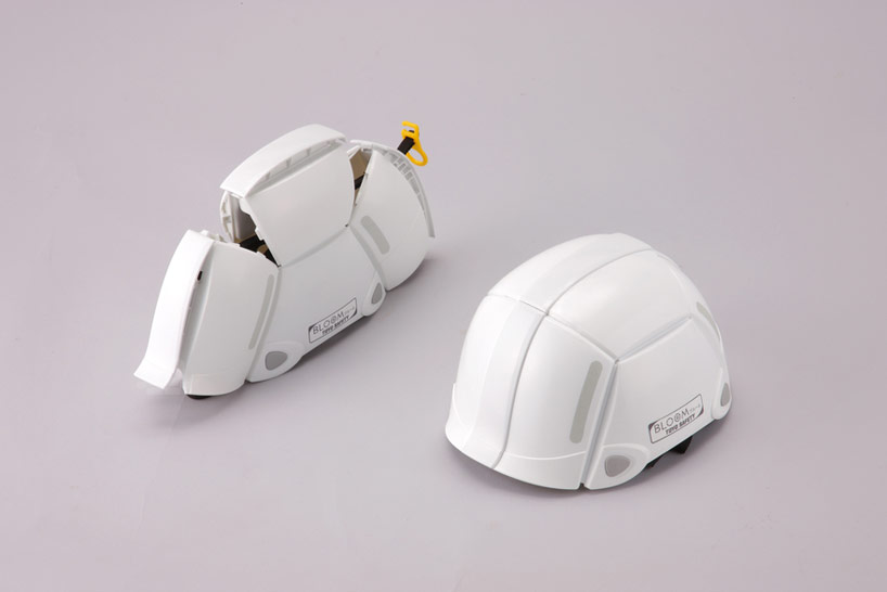 bloom helmet unfolds for speedy emergency evacuation