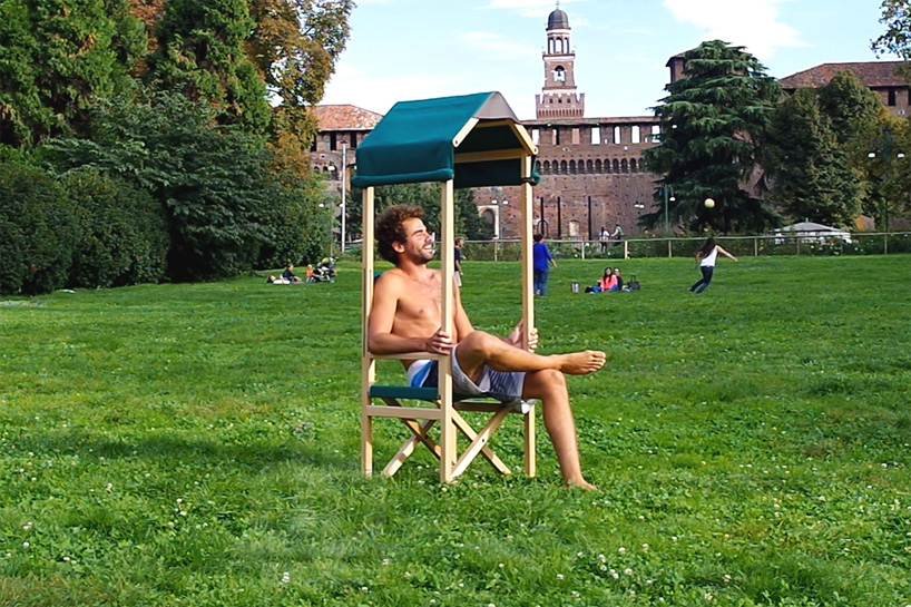 giulio iacchetti designs rolo folding chair as an outdoor shelter