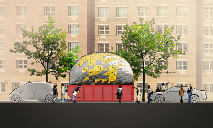 inflato dumpster gives NYC a blow-up mobile learning lab