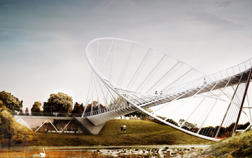 meadows salford elliptical bridge + landmark proposal by penda