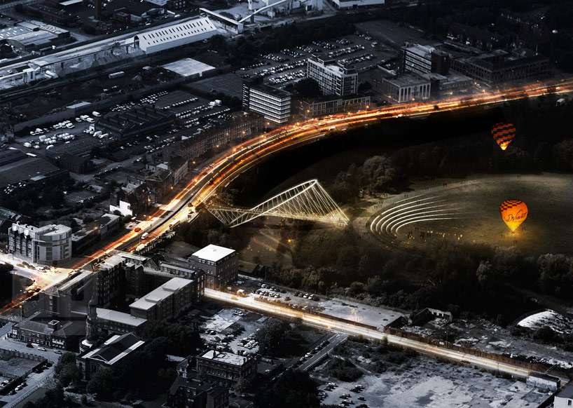 meadows salford elliptical bridge + landmark proposal by penda