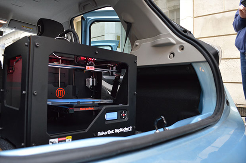 le fabshop transforms an electric car into a mobile 3D print lab