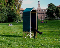 giulio iacchetti designs rolo folding chair as an outdoor shelter