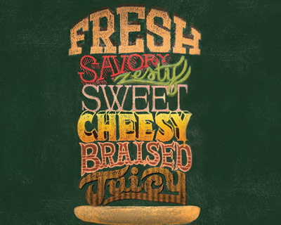 TGI fridays burger launch: chalk lettering by scott biersack 