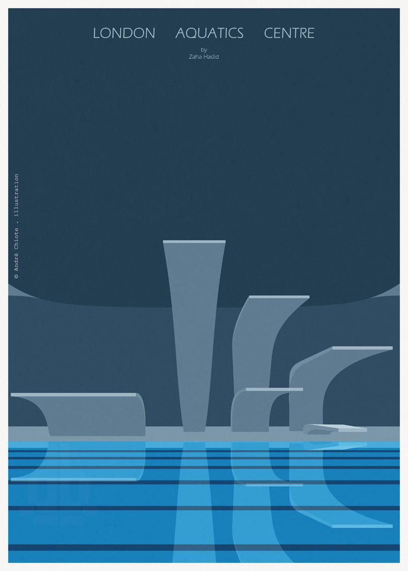 andre chiote illustrates famous architectural sport icons