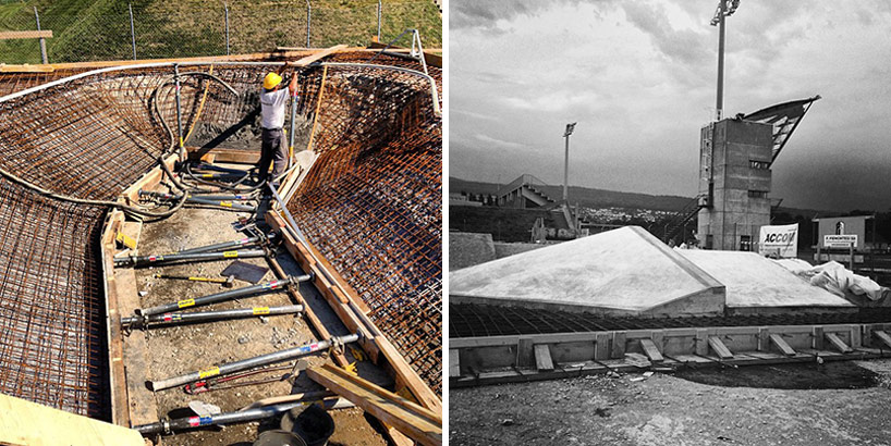 atelier peekaboo cement sculptural skatepark in switzerland