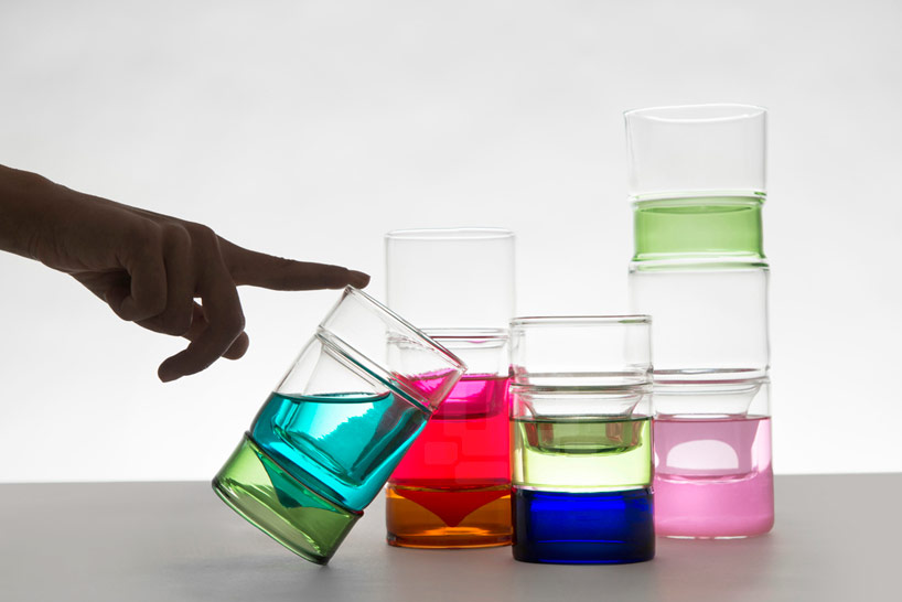 attico fills cavity with colorful liquid for laguna glass collection