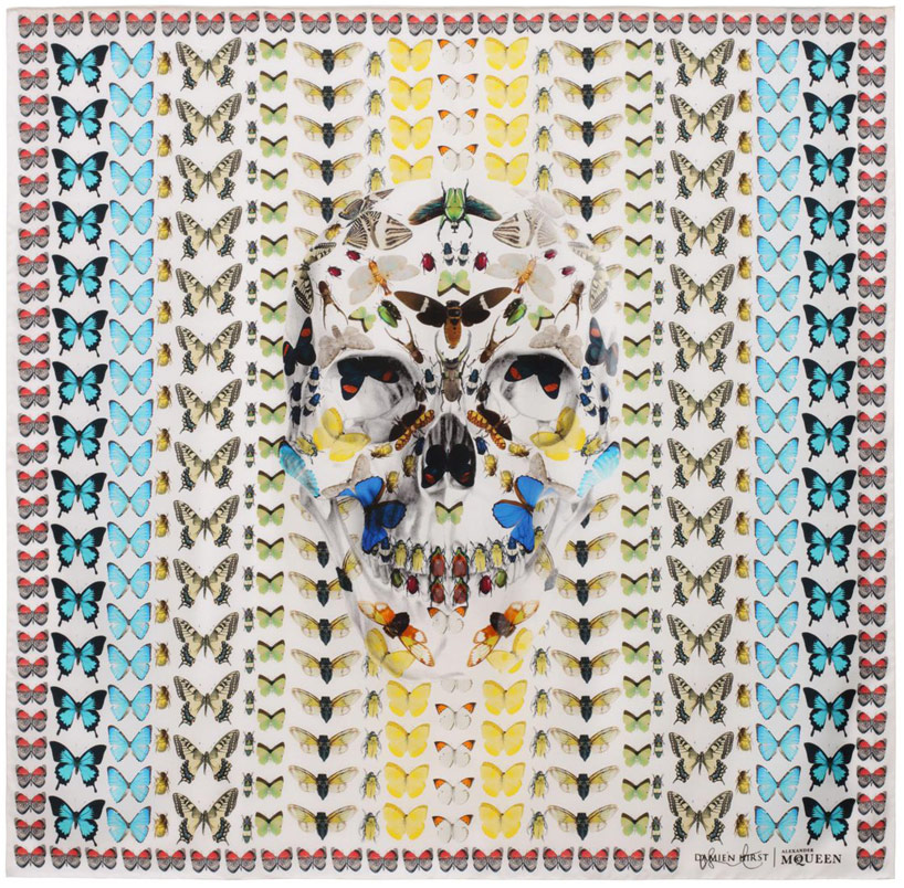 alexander mcqueen butterfly skull scarf