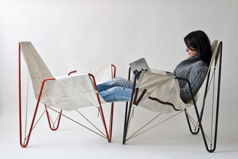 dvelas reusail project recycles discarded sails in trimmer chair