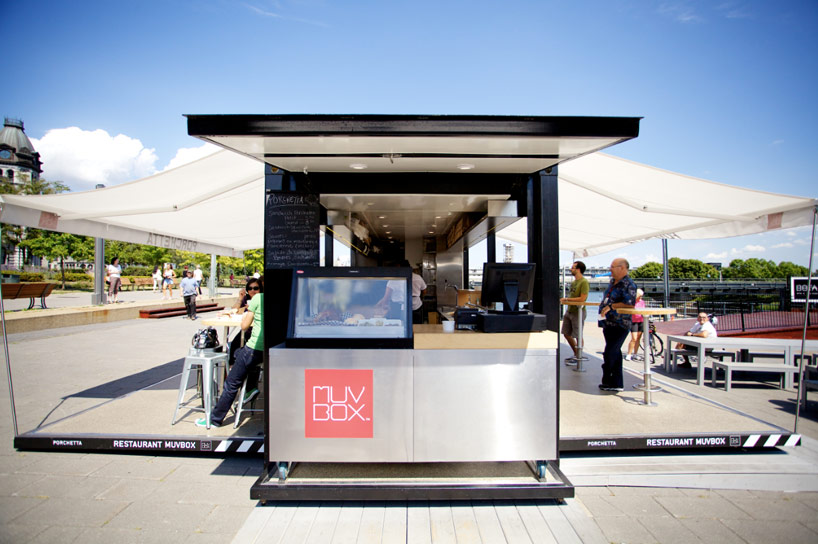 porchetta shipping container kiosk by noiseux + sasseville