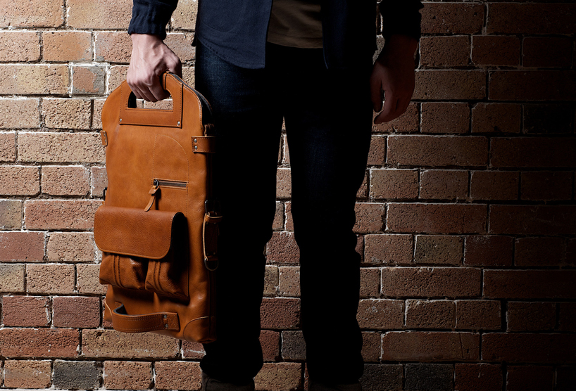 hard graft's modular 2unfold tanned leather laptop + tablet bag