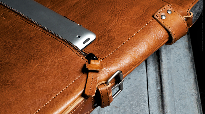 hard graft's modular 2unfold tanned leather laptop + tablet bag